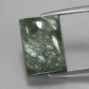 Serafinito Verde naturale da 9.43 ct, Taglio a baguette, Opaco