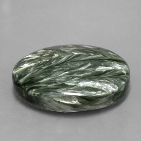 Serafinite naturale verde da 24,96 ct, taglio ovale, opaco