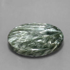 Serafinite naturale verde da 21,31 ct, taglio ovale, opaco