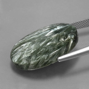 Serafinite naturale verde da 21,31 ct, taglio ovale, opaco