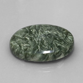 Serafinite naturale verde da 19,04 ct, taglio ovale, opaco