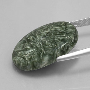 Serafinite naturale verde da 19,04 ct, taglio ovale, opaco