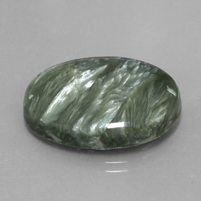 Serafinite naturale verde da 20,25 ct, taglio ovale, opaco