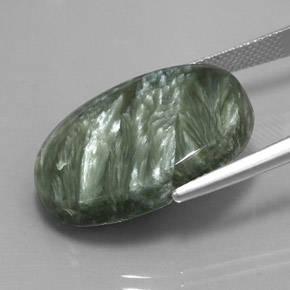 Serafinite naturale verde da 20,25 ct, taglio ovale, opaco