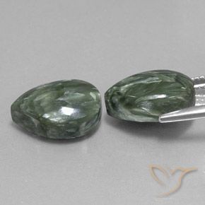 Gemme di Serafinito Verde medio naturale da 11.93 ct, Forma a pera, Opaco