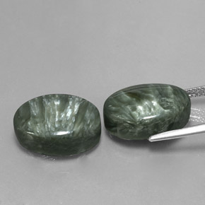Gemme di Serafinito Verde naturale da  ct, Taglio ovale, Opaco