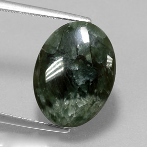 Serafinite naturale verde da 7,38 ct, taglio ovale, opaco