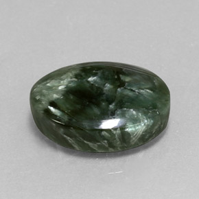 Serafinite naturale verde da 7,38 ct, taglio ovale, opaco