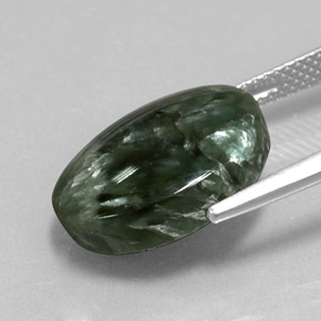 Serafinite naturale verde da 7,38 ct, taglio ovale, opaco