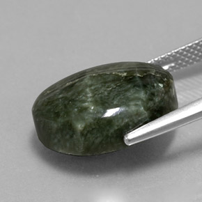 Serafinite naturale verde da 9,33 ct, taglio ovale, opaco
