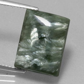 Serafinito Verde naturale da 10.46 ct, Taglio a baguette, Opaco