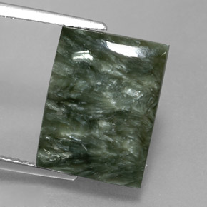 Serafinite naturale verde da 9,39 ct, baguette, opaco