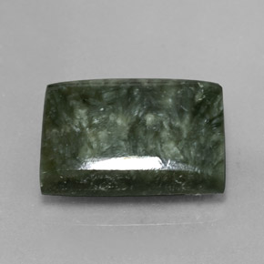 Serafinite naturale verde da 9,39 ct, baguette, opaco