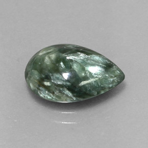 Serafinite naturale verde da 3,20 ct, taglio a pera, opaco