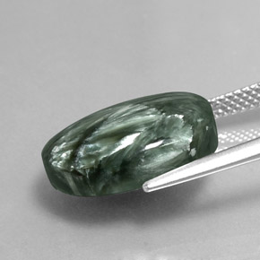 Serafinite naturale verde da 8,64 ct, taglio ovale, opaco