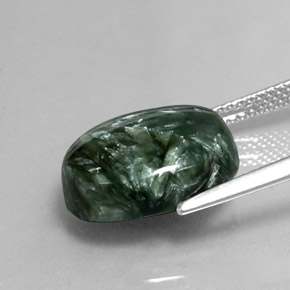 Serafinite naturale verde da 7,60 ct, taglio ovale, opaco