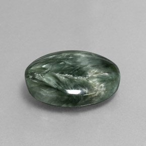 Serafinite naturale verde da 6,11 ct, taglio ovale, opaco