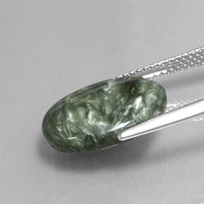 Serafinite naturale verde da 6,11 ct, taglio ovale, opaco