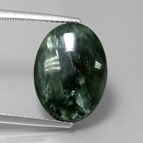 Serafinite naturale verde da 8,76 ct, taglio ovale, opaco