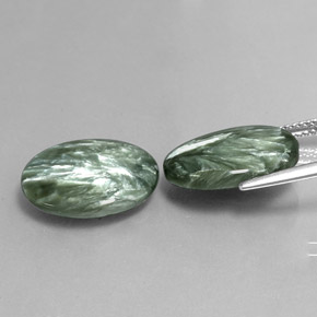 Gemme di Serafinito Verde naturale da  ct, Taglio ovale, Opaco