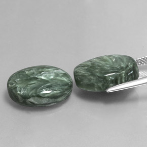 Gemme di Serafinito Verde naturale da  ct, Taglio ovale, Opaco