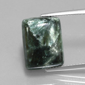 Serafinite naturale verde da 9,56 ct, baguette, opaco