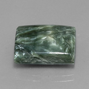 Serafinite naturale verde da 10,42 ct, baguette, opaco