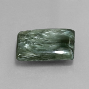 Serafinite naturale verde da 6,56 ct, baguette, opaco