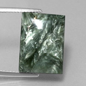 Serafinito Verde naturale da 11.92 ct, Taglio a baguette, Opaco