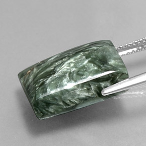 Serafinito Verde naturale da 11.92 ct, Taglio a baguette, Opaco