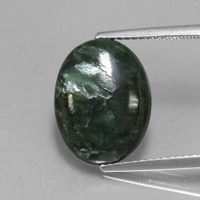 Serafinito Verde naturale da 6.46 ct, Taglio ovale, Opaco
