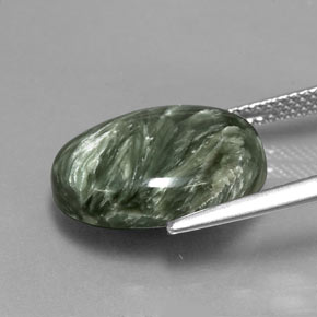 Serafinite naturale verde da 8,08 ct, taglio ovale, opaco