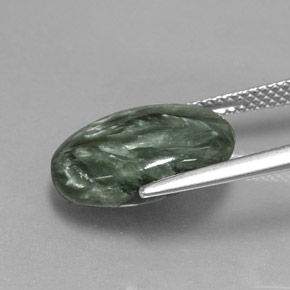 Serafinite naturale verde da 6,39 ct, taglio ovale, opaco