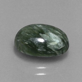 Serafinite naturale verde da 3,12 ct, taglio ovale, opaco