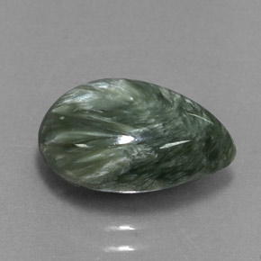 Serafinito Verde naturale da 3.93 ct, Forma a pera, Opaco