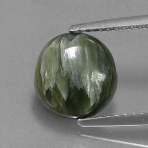 Serafinite naturale verde da 2,00 ct, taglio rotondo, opaco