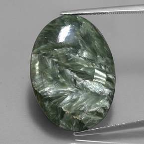 Serafinite naturale verde da 20,23 ct, taglio ovale, opaco