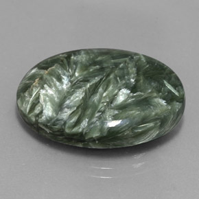 Serafinite naturale verde da 20,23 ct, taglio ovale, opaco