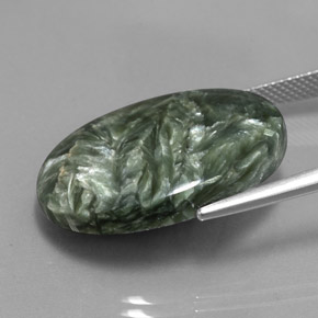 Serafinite naturale verde da 20,23 ct, taglio ovale, opaco