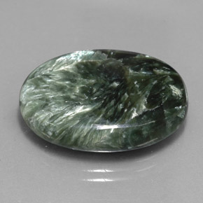 Serafinite naturale verde da 21,95 ct, taglio ovale, opaco