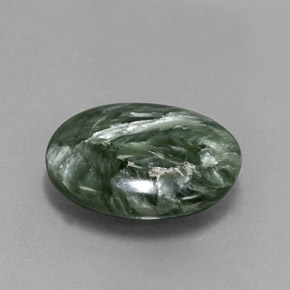 Serafinite naturale verde da 6,39 ct, taglio ovale, opaco