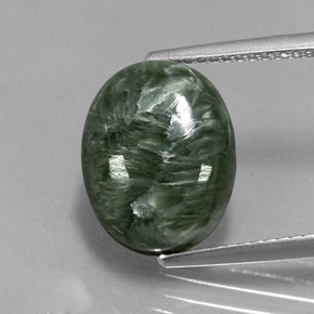 Serafinito Verde naturale da 6.14 ct, Taglio ovale, Opaco