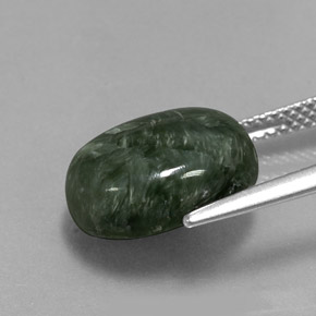 Serafinito Verde naturale da 6.14 ct, Taglio ovale, Opaco