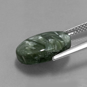 Serafinite naturale verde da 5,38 ct, taglio ovale, opaco