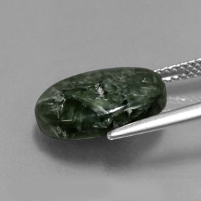 Serafinite naturale verde da 5,06 ct, taglio ovale, opaco