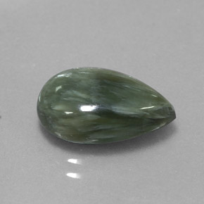 Serafinite naturale verde da 3,48 ct, taglio a pera, opaco