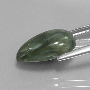 Serafinite naturale verde da 3,48 ct, taglio a pera, opaco