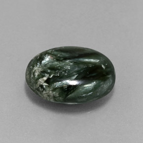 Serafinite naturale verde da 5,08 ct, taglio ovale, opaco