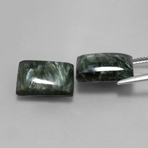 Serafinite naturale verde da  ct, baguette, opaco