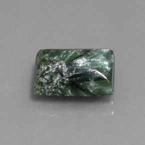 Serafinite naturale verde da 3,68 ct, baguette, opaco